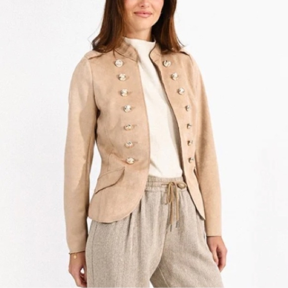 Molly Bracken Beige Decorative Button-Front Blazer New Without Tag Sz M - Picture 1 of 10